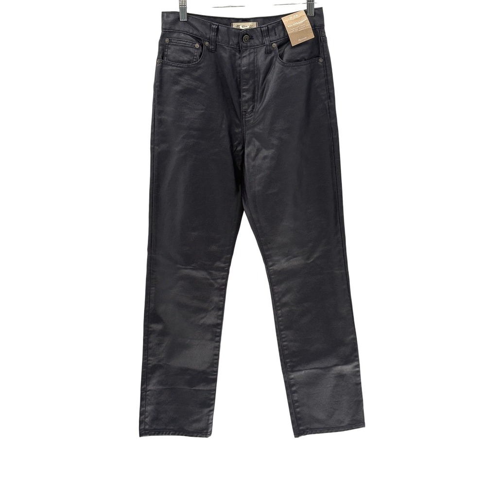 Madewell Jeans Coated Wax 90s Straight High Rise Women 28 Midnight Foil Blue New - Picture 1 of 14